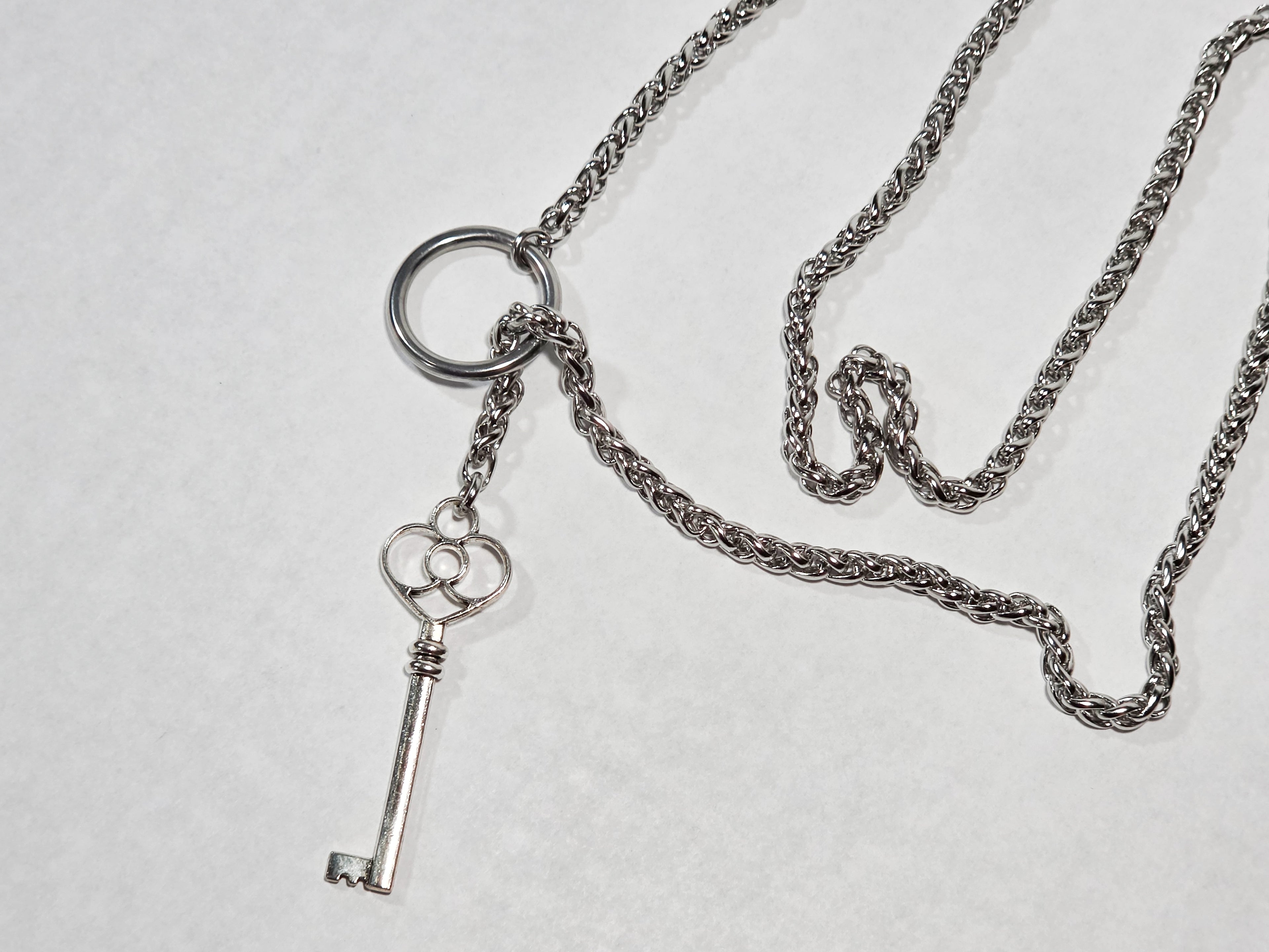 'Hecate' 26.5" Stainless Steel Wheat Chain with Key Pendant