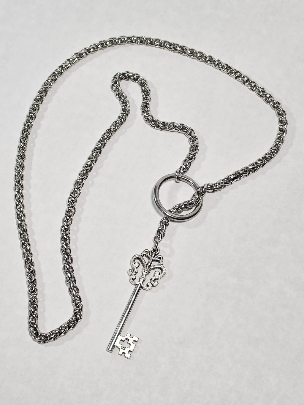 'Hecate' 26.5" Stainless Steel Wheat Chain with Key Pendant