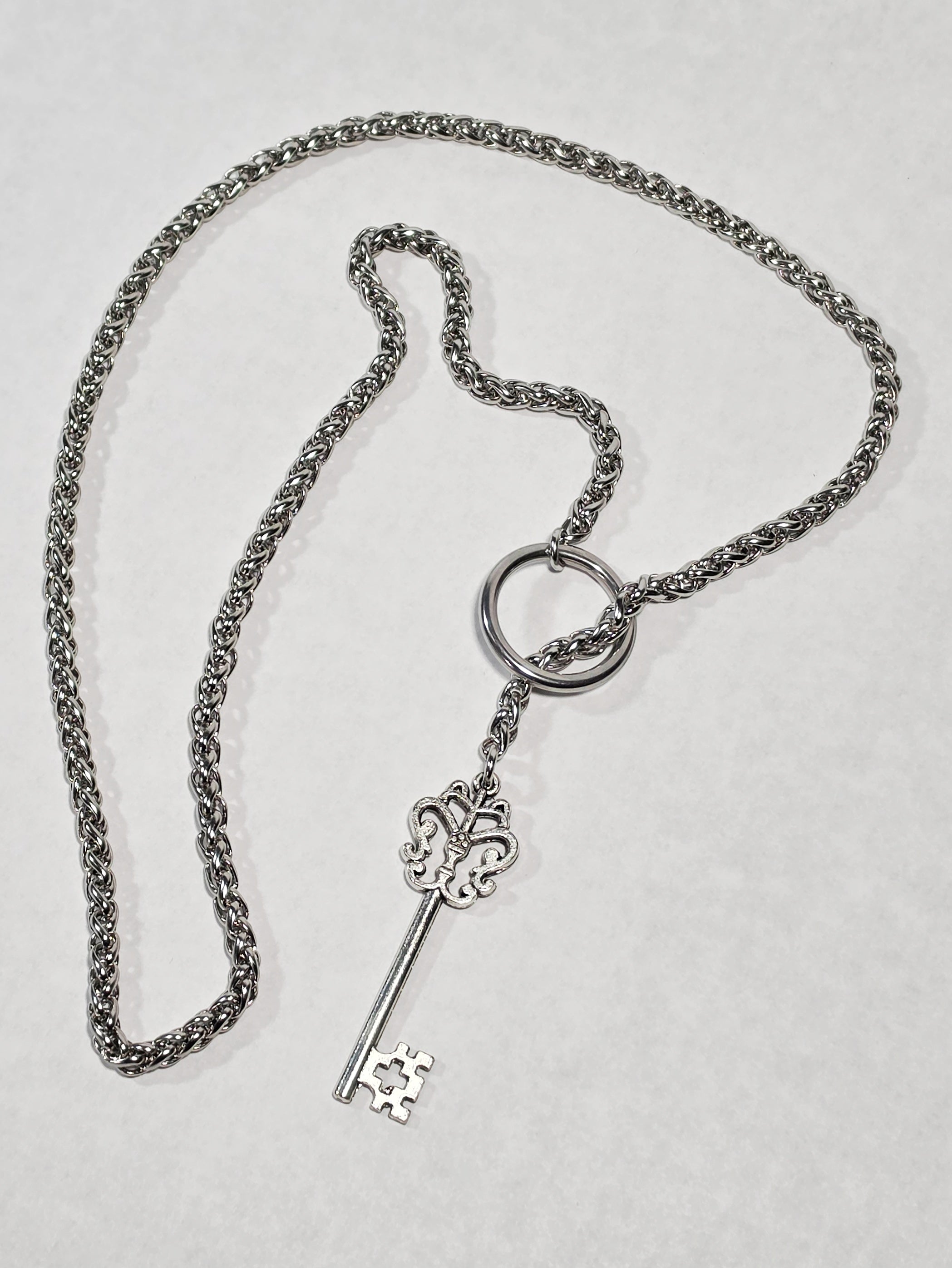 'Hecate' 26.5" Stainless Steel Wheat Chain with Key Pendant