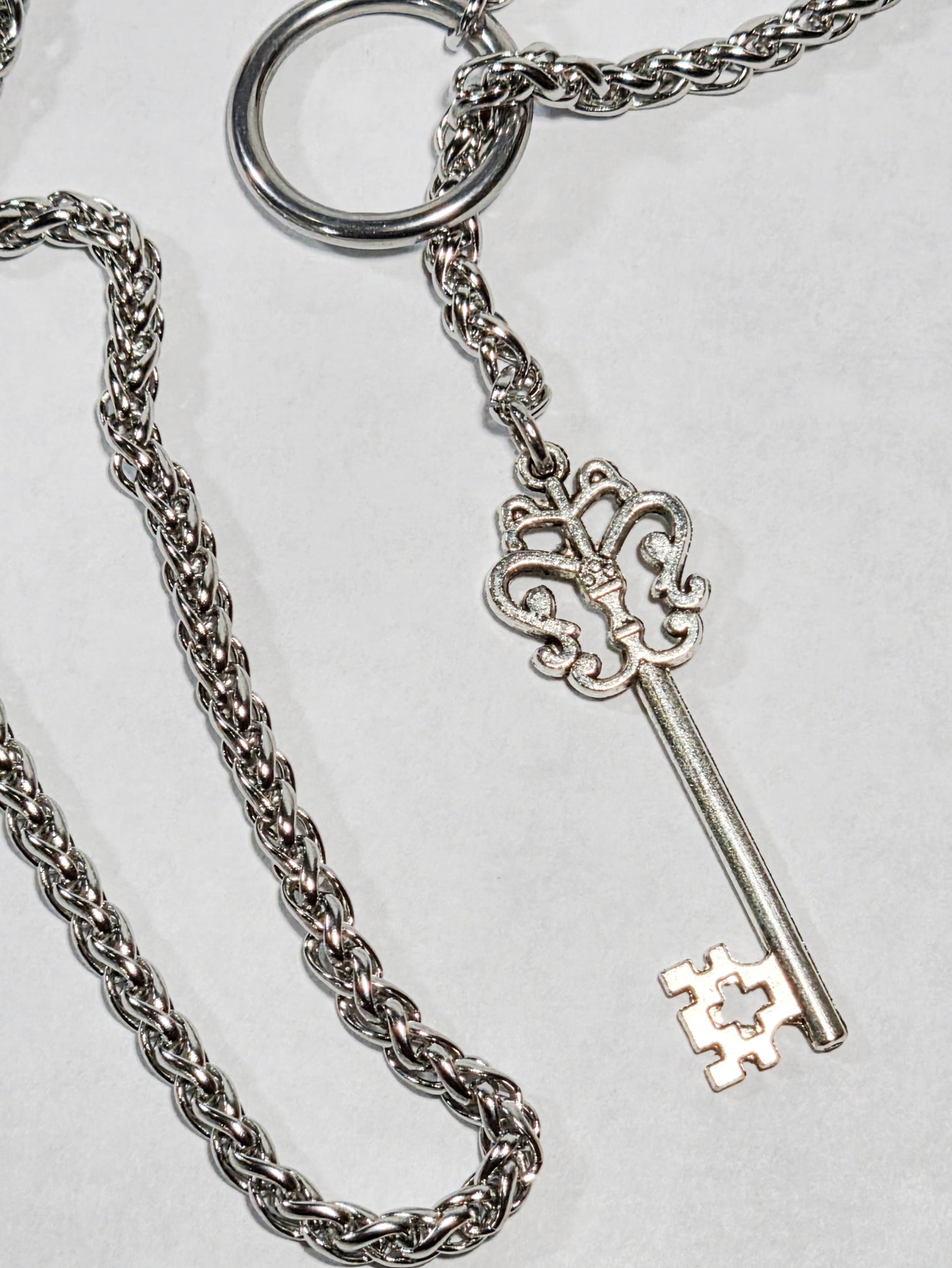 'Hecate' 26.5" Stainless Steel Wheat Chain with Key Pendant