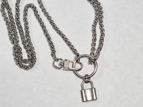'Day N' Play' Stainless Steel Collar with Lock Pendant 37.5"