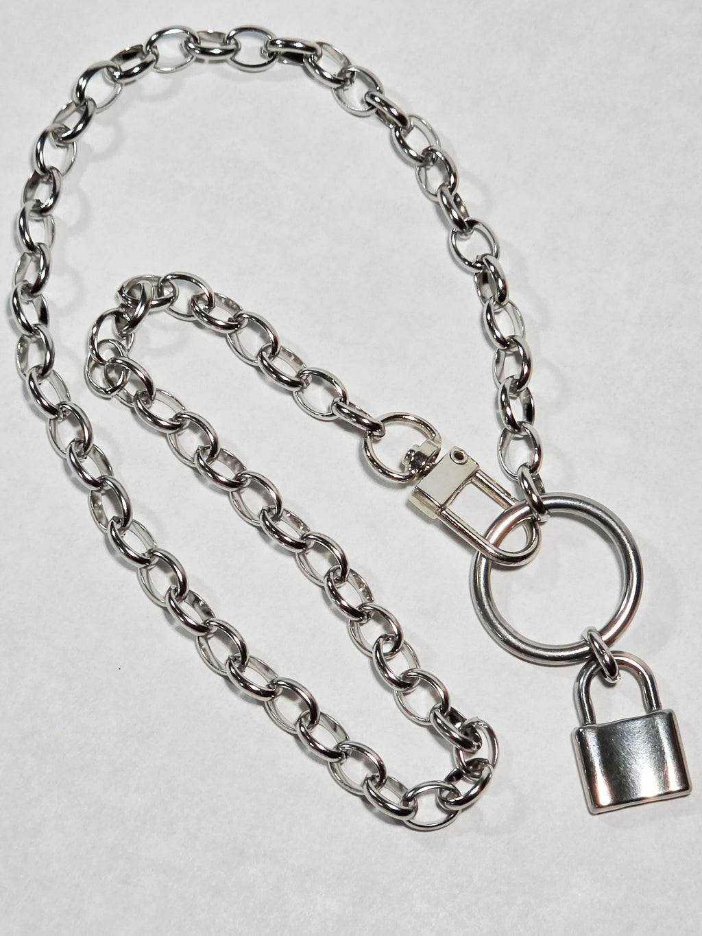 'Dot Dot Dot Dash' Stainless Steel Chain 18.5" Clip Closure and Lock Pendant
