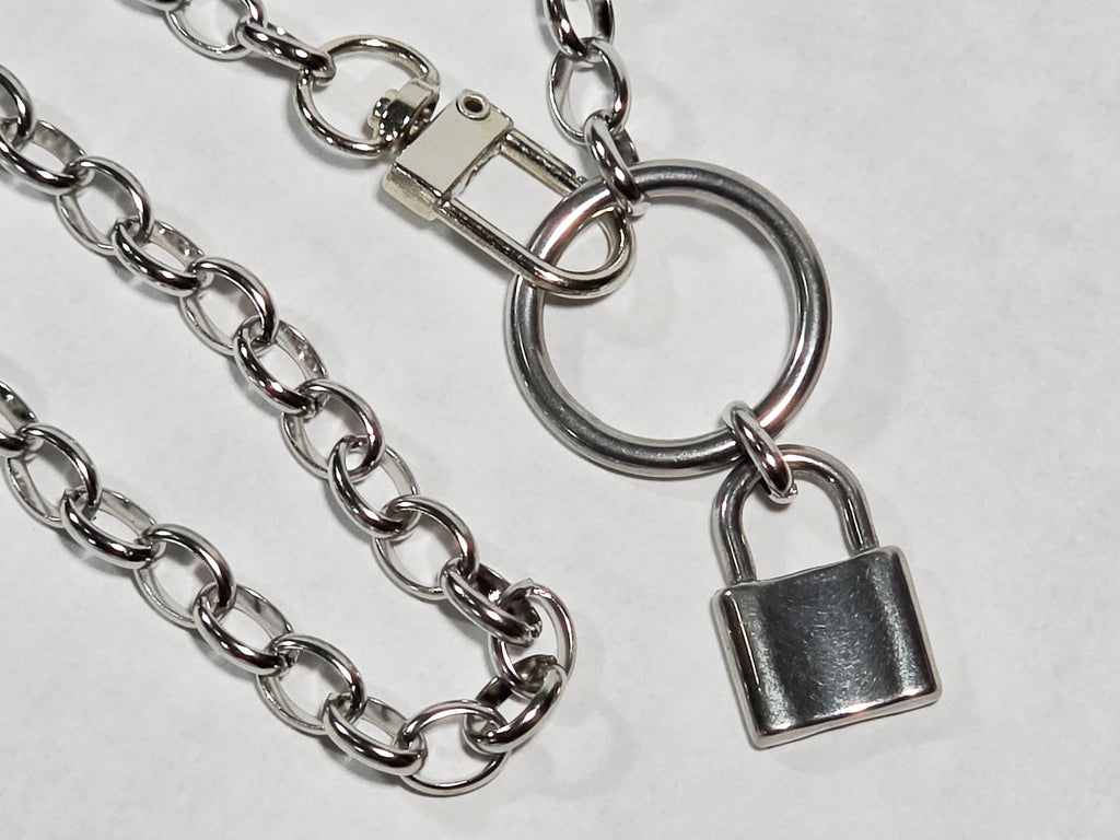 'Dot Dot Dot Dash' Stainless Steel Chain 18.5" Clip Closure and Lock Pendant