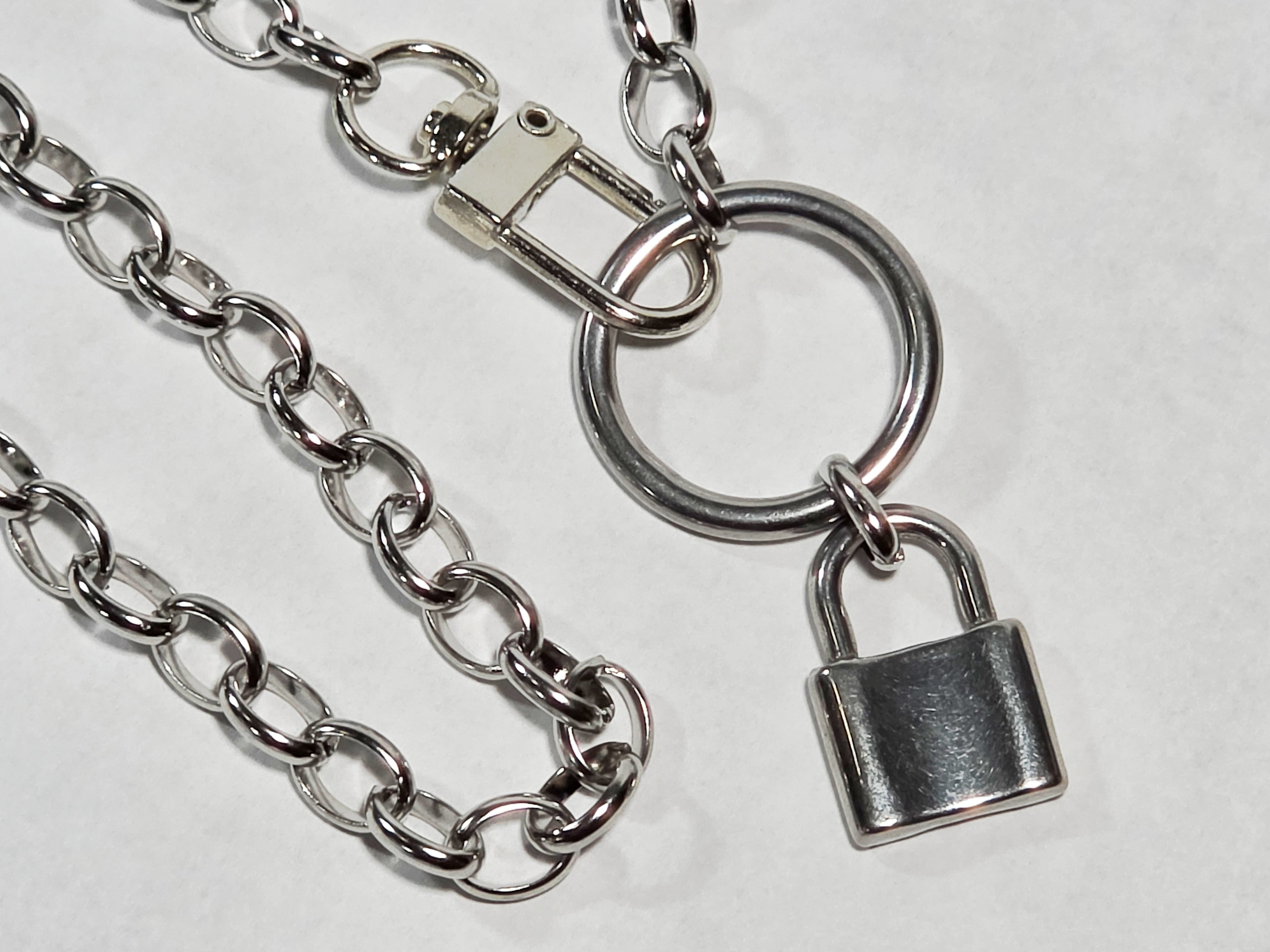 'Dot Dot Dot Dash' Stainless Steel Chain 18.5" Clip Closure and Lock Pendant