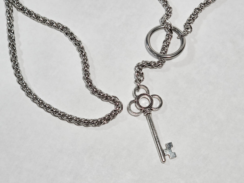 'Hecate' 26.5" Stainless Steel Wheat Chain with Key Pendant