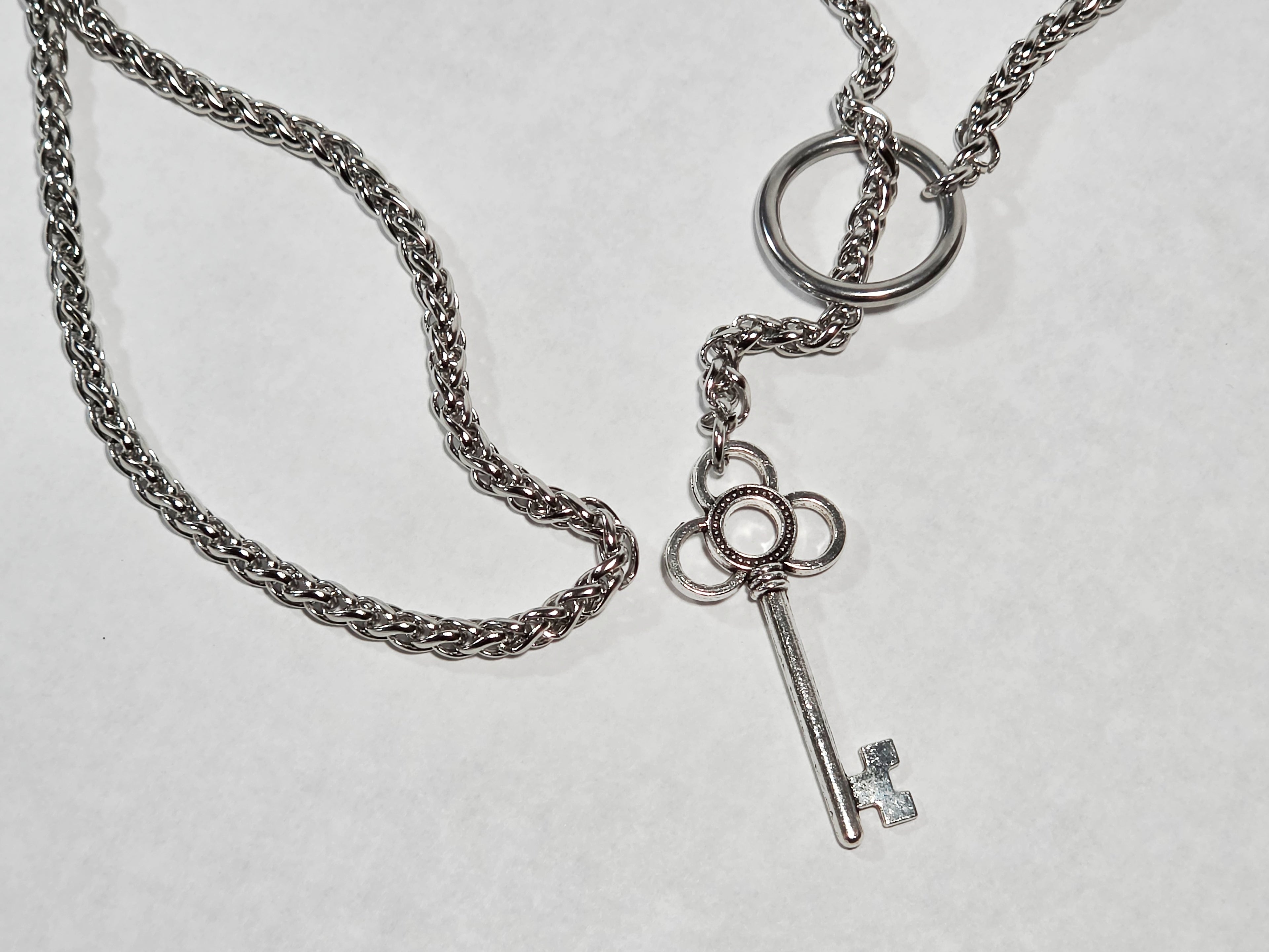 'Hecate' 26.5" Stainless Steel Wheat Chain with Key Pendant