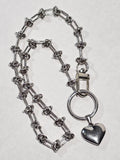 Knotted Stainless Steel Chain 16" Clip Closure and Heart Pendant