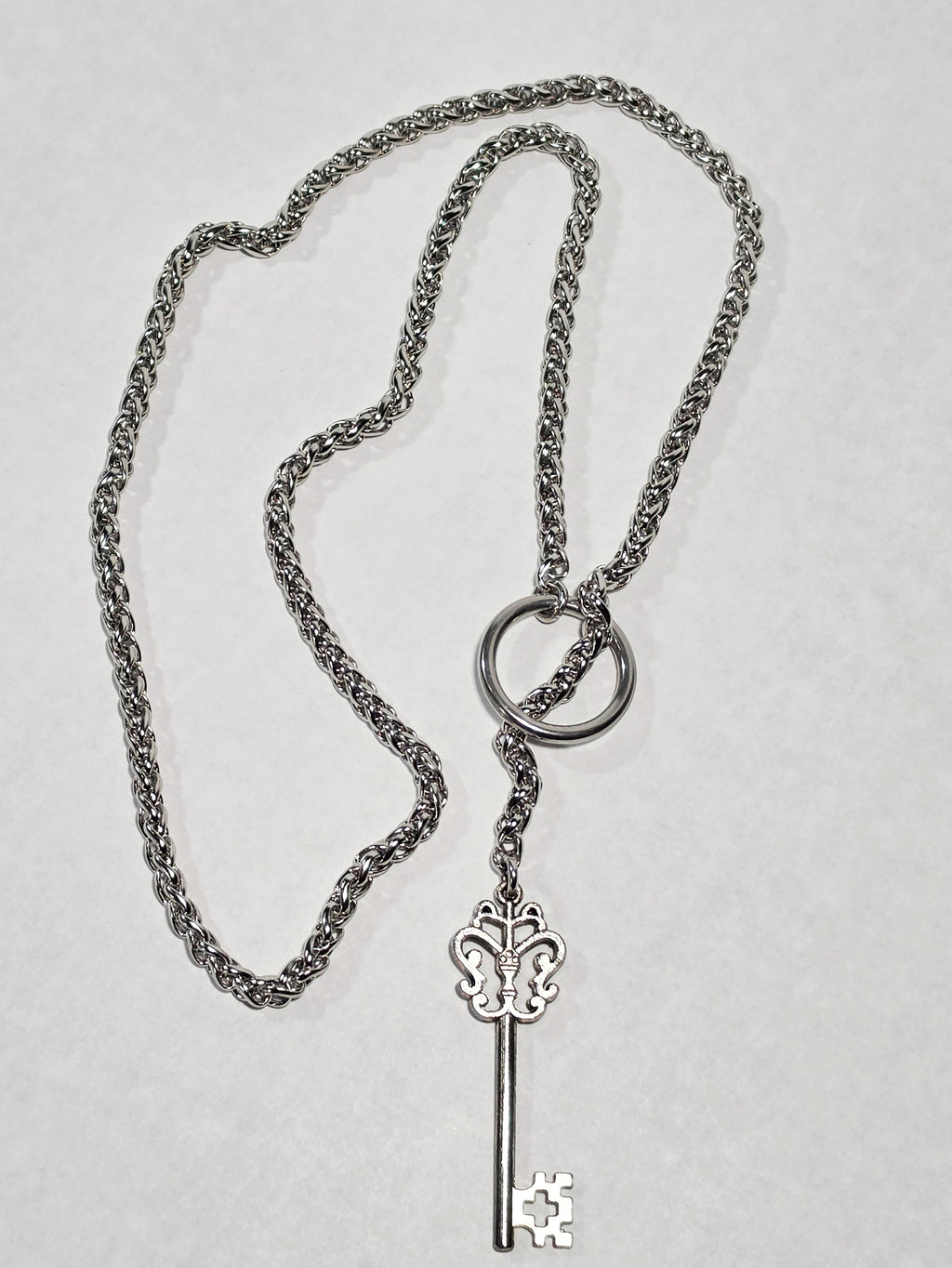 'Hecate' 26.5" Stainless Steel Wheat Chain with Key Pendant