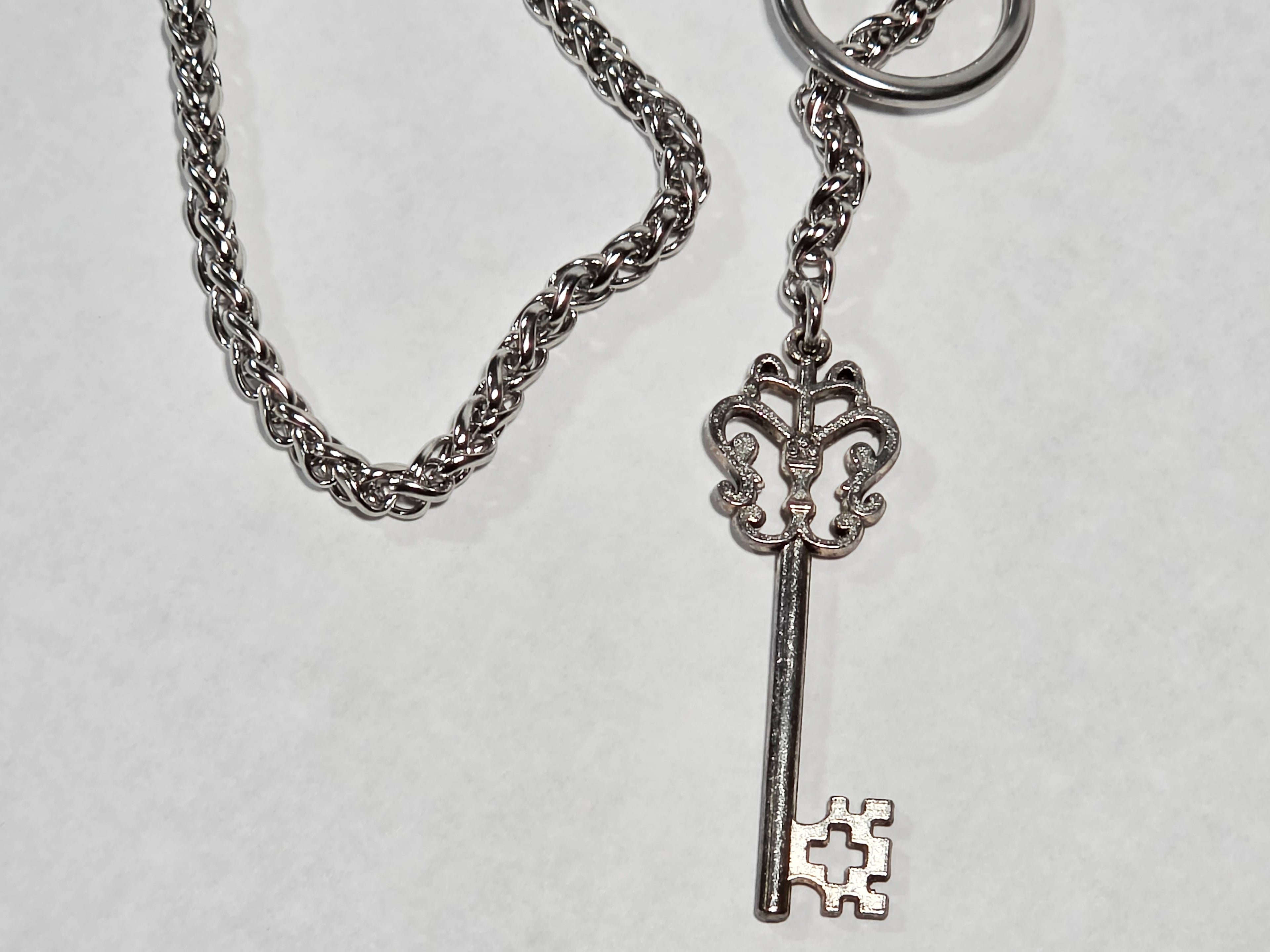 'Hecate' 26.5" Stainless Steel Wheat Chain with Key Pendant