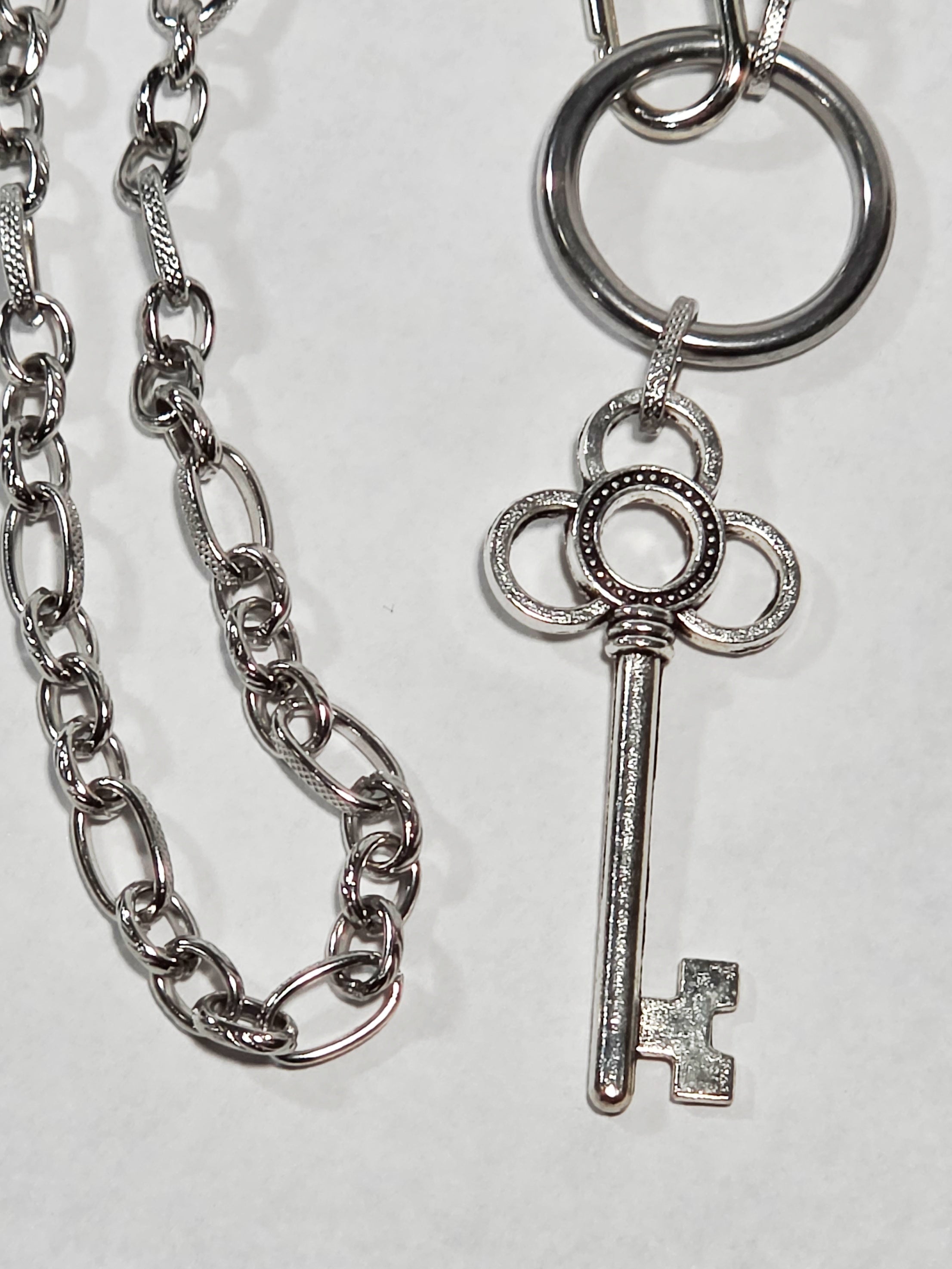 Stainless Steel Chain 16" with Clip and Key Pendant Collar