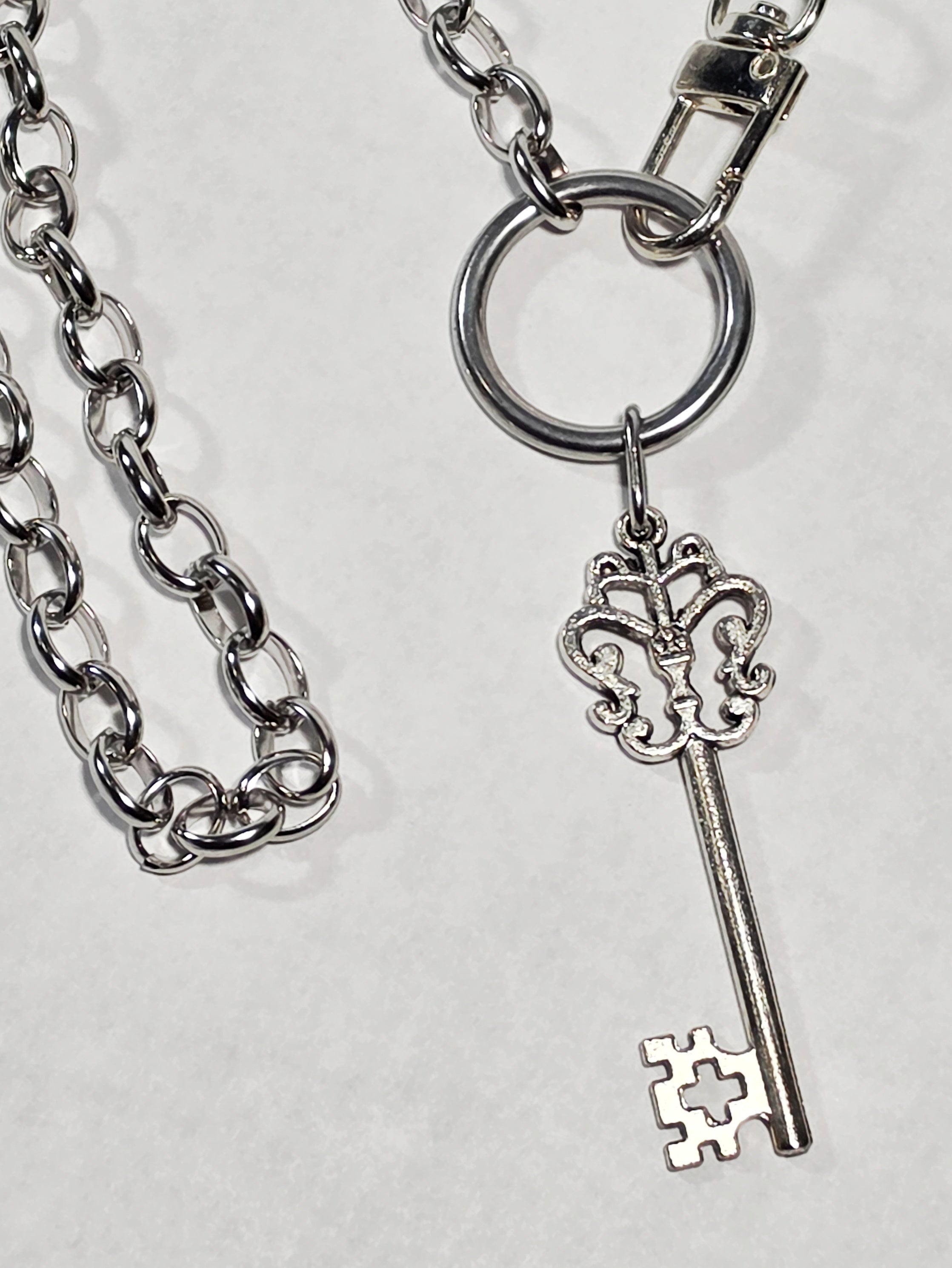 Stainless Steel Chain 18" with O-Ring Collar with Clip And Key Pendant