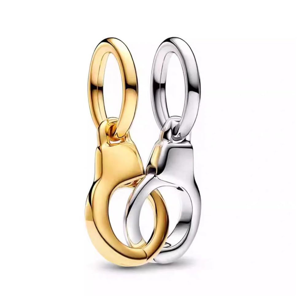 Openable & Splittable Handcuffs Dangle Charm for Women Necklace or Bracelet Charm in 925 Sterling SilverMothers Day Birthday Halloween Valentines Day Jewelry Gifts for Women Mom Wife
