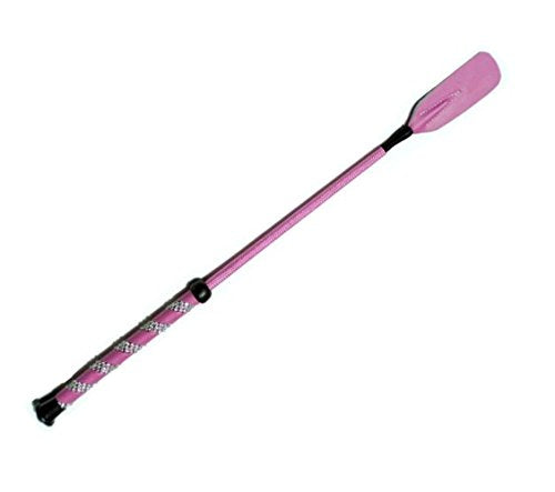 18 Inch Riding Crop Horse and Rhinestone Decorated Handle (Pink)