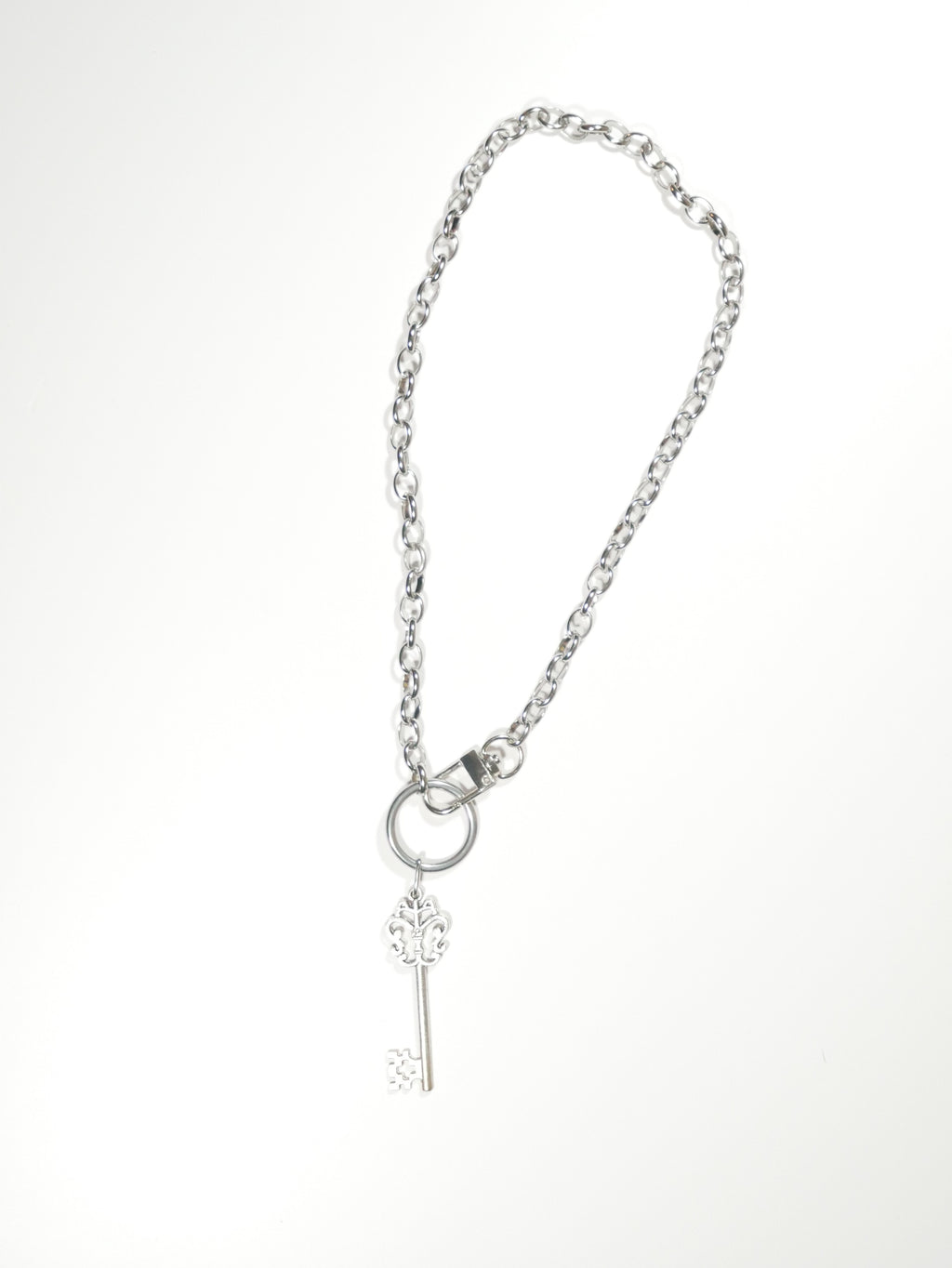 Stainless Steel Chain 18" with O-Ring Collar with Clip And Key Pendant