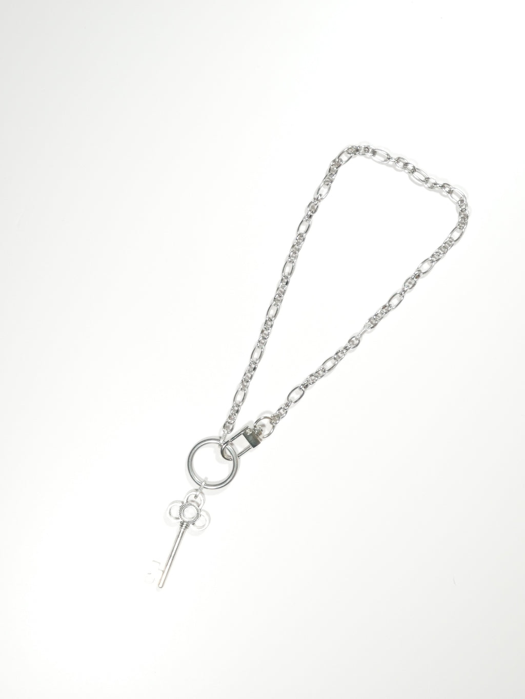 Stainless Steel Chain 16" with Clip and Key Pendant Collar
