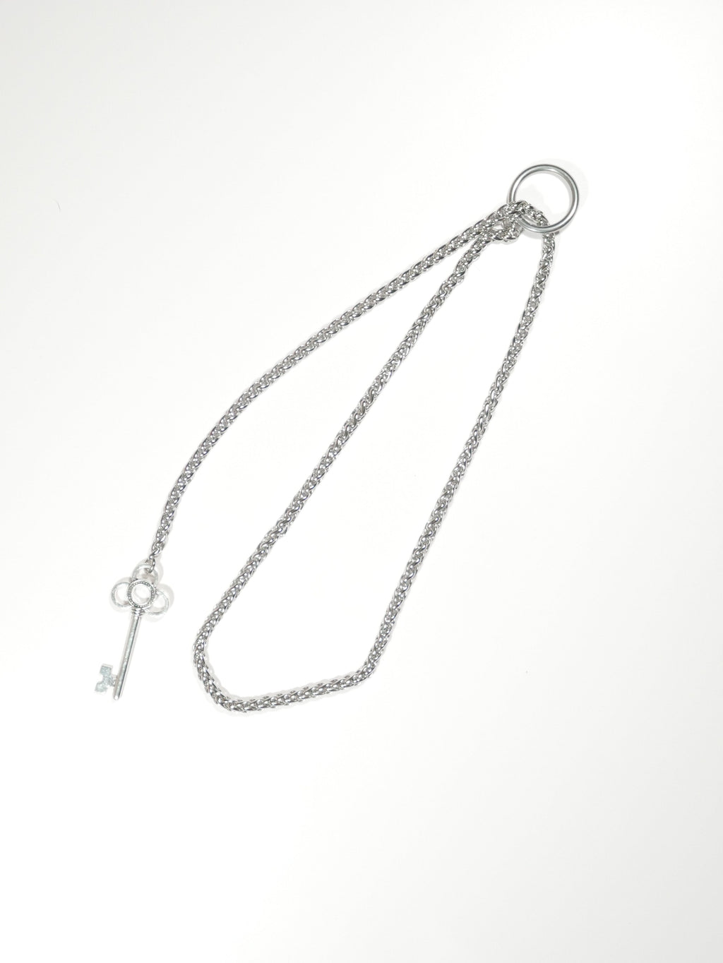 27" Stainless Steel Wheat Chain Slip Ring Key Pendant 'Hecate'