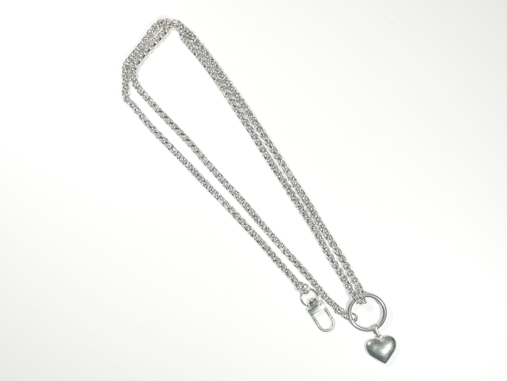 Stainless Steel Wheat Chain 38.5" Slip Ring with Heart Pendant
