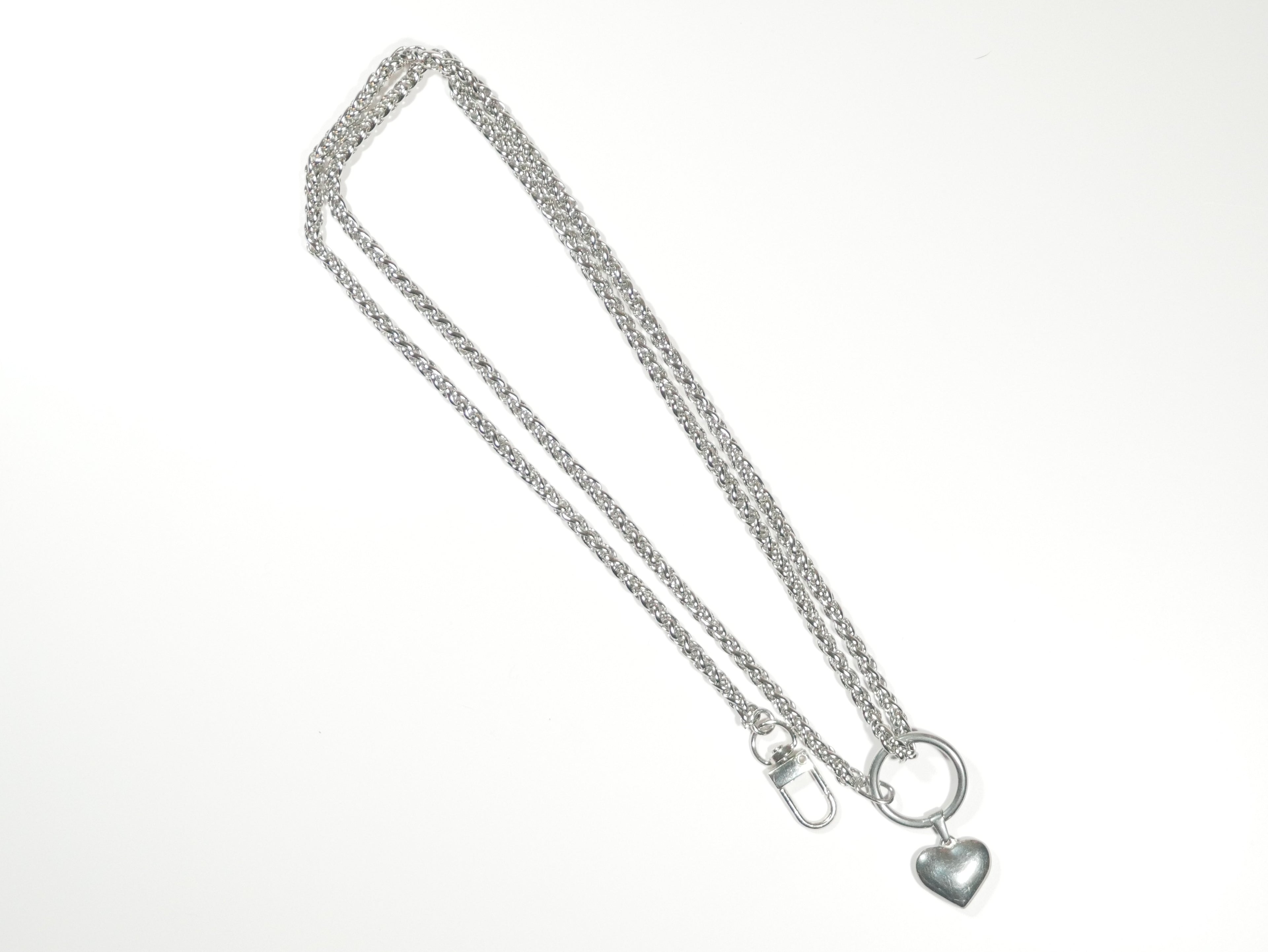 Stainless Steel Wheat Chain 38.5" Slip Ring with Heart Pendant