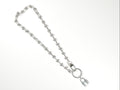 Silver chain with a lock on a white background