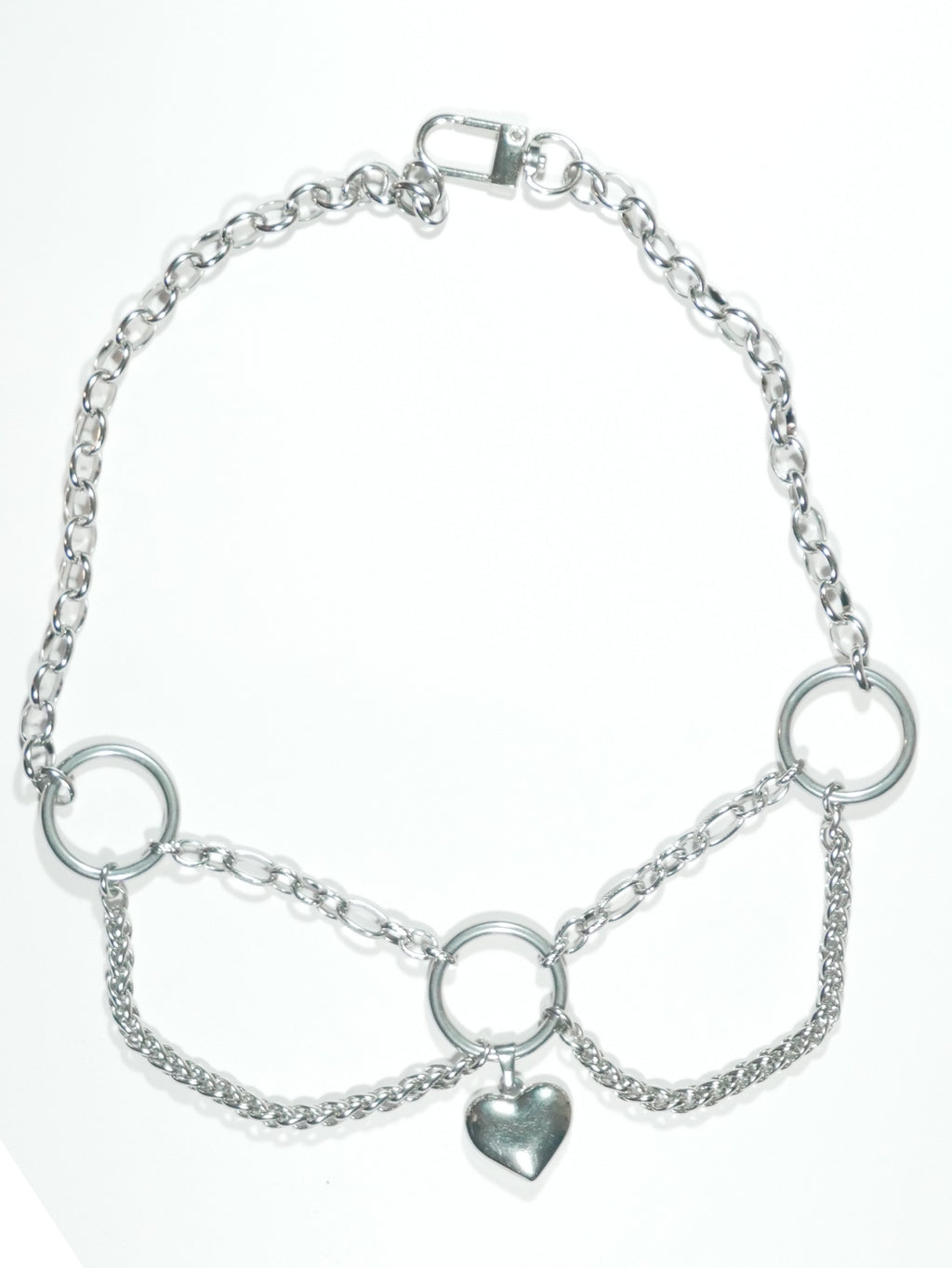 One-of-a-Kind Swag Stainless Steel Day Collar with Heart Pendant 18.5"
