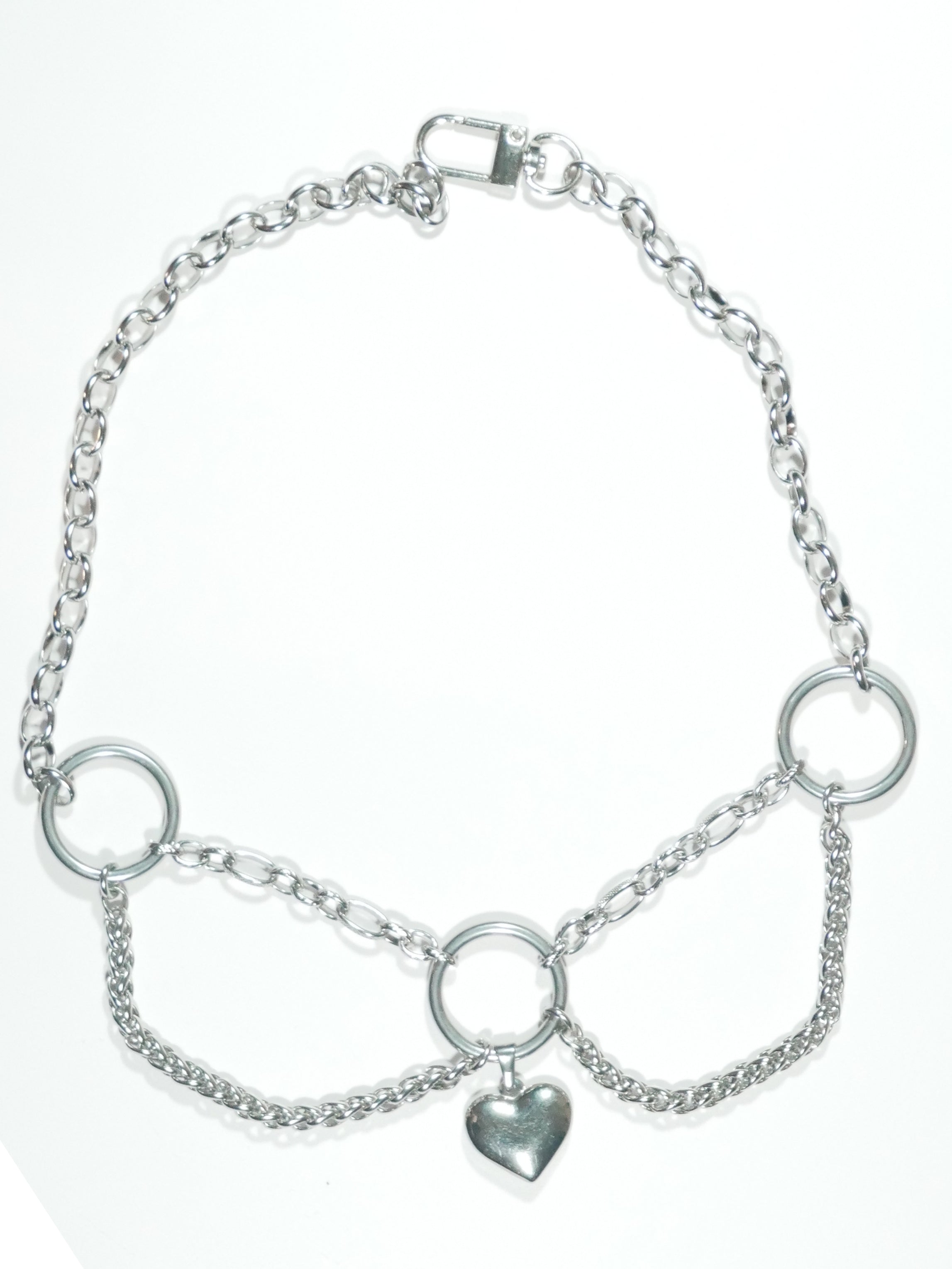 One-of-a-Kind Swag Stainless Steel Day Collar with Heart Pendant 18.5"