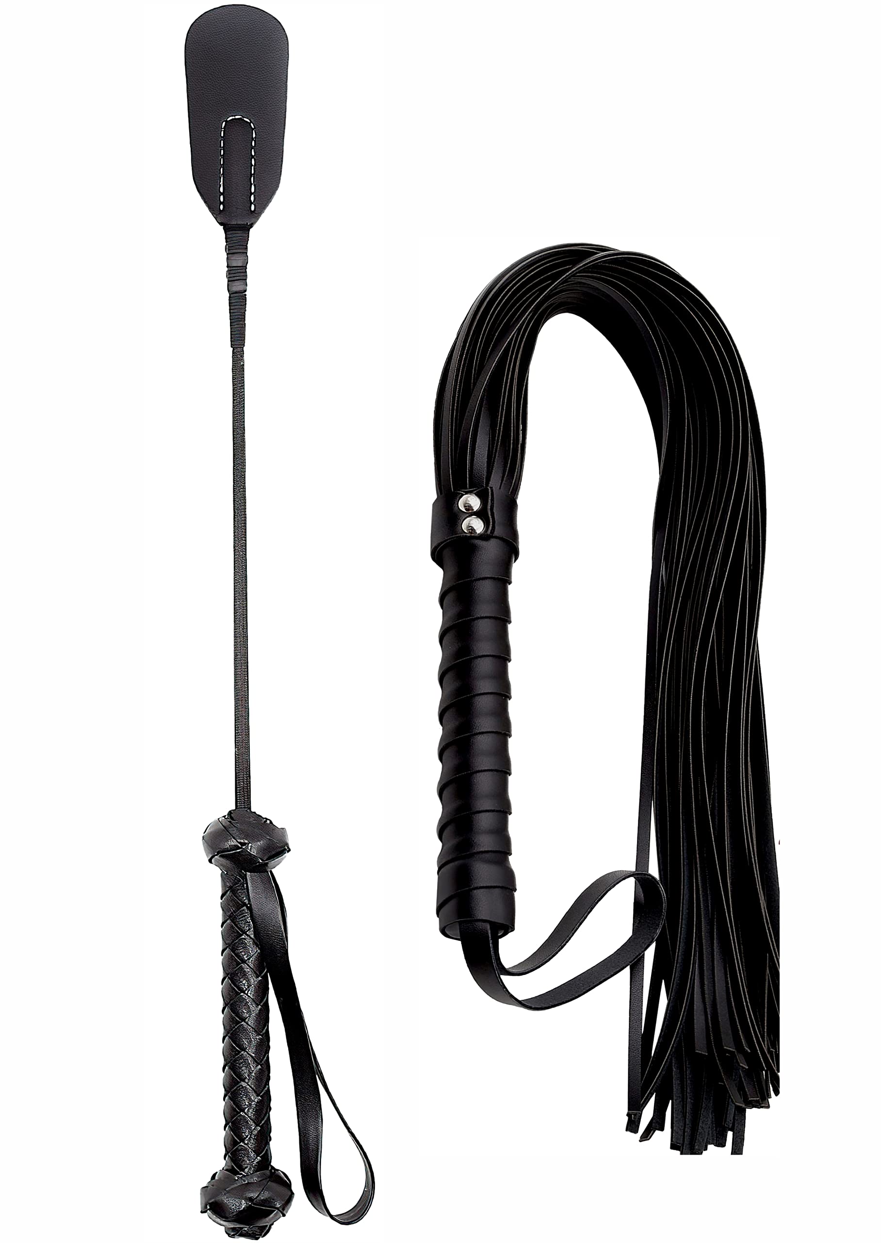 Horse Riding Crop Whip Set 18" 27" - Horse Set Flogger Faux Leather - Riding Whip for Horse Equestrian - English Riding Set Crop for Horses