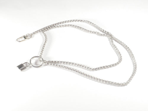 Silver chain necklace on a white background